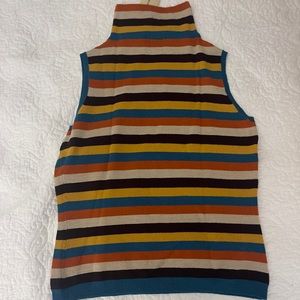Anthropologie Striped Mock Neck Sleeveless Sweater. Size S.